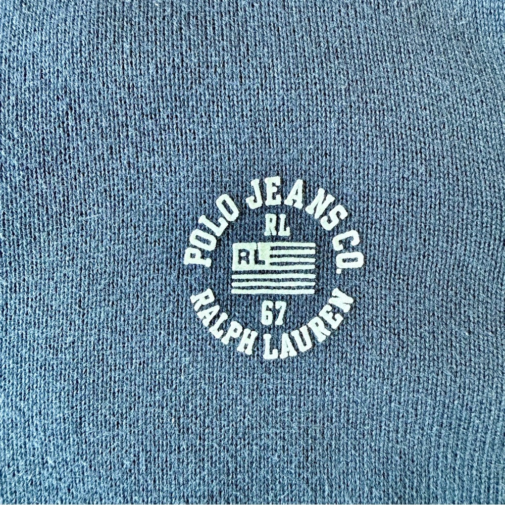 Vtg Polo Jeans Ralph Lauren Sweater Womens Full Zip Varsity Stripe Medium Navy - Picture 5 of 13